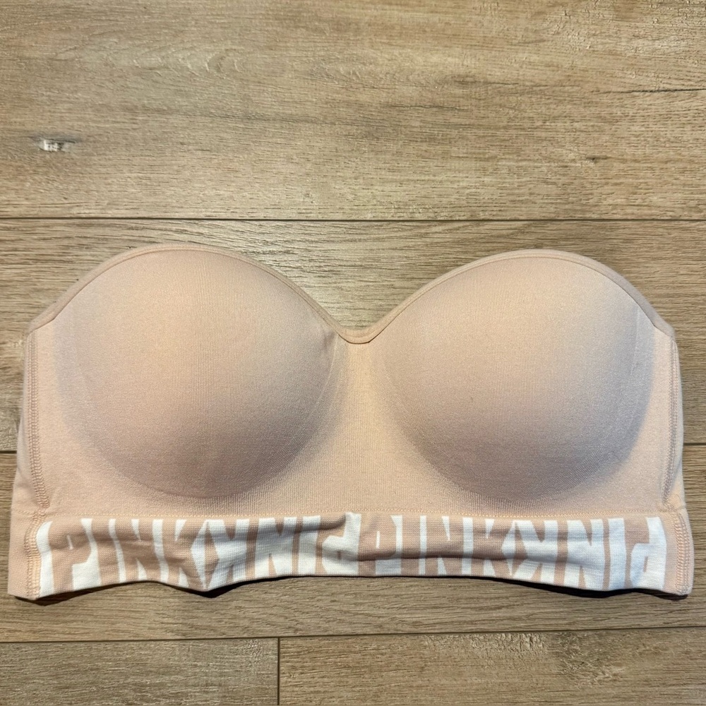 Victoria's Secret PINK Cool & Comfy Wireless Push-up Bandeau Strapless Bra - Med